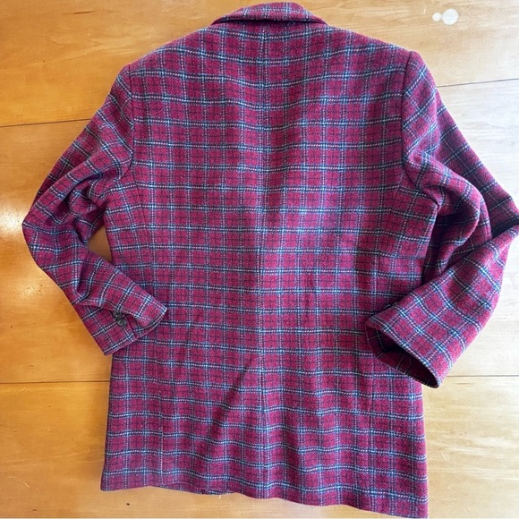 Vintage Eddie Bauer woman’s M red brick plaid formal tweed  blazer suit jacket - Picture 11 of 11